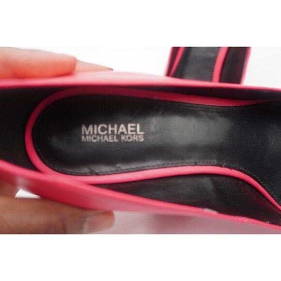 Michael Kors Claire Neon Hot Pink Leather Stiletto Pointed Toe High Pump Sz 9.5M - Picture 8 of 17